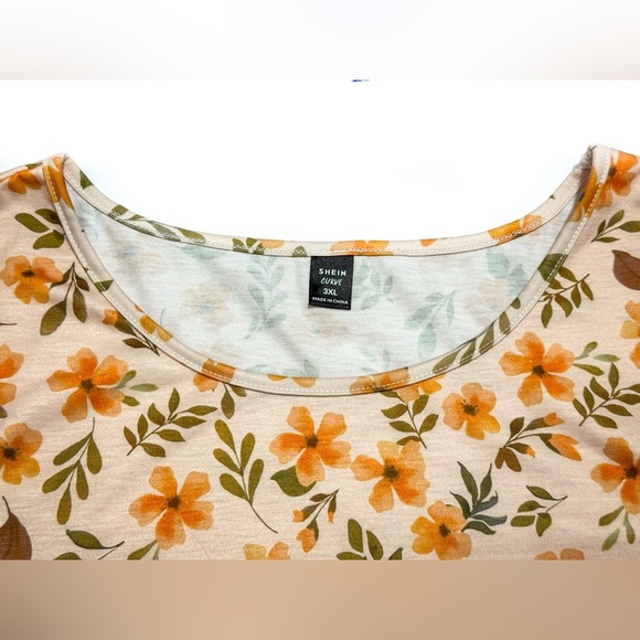 SHEIN Curve 3XL Fall Floral Plus Top – Cream/Orange/Green NWOT - Picture 6 of 6